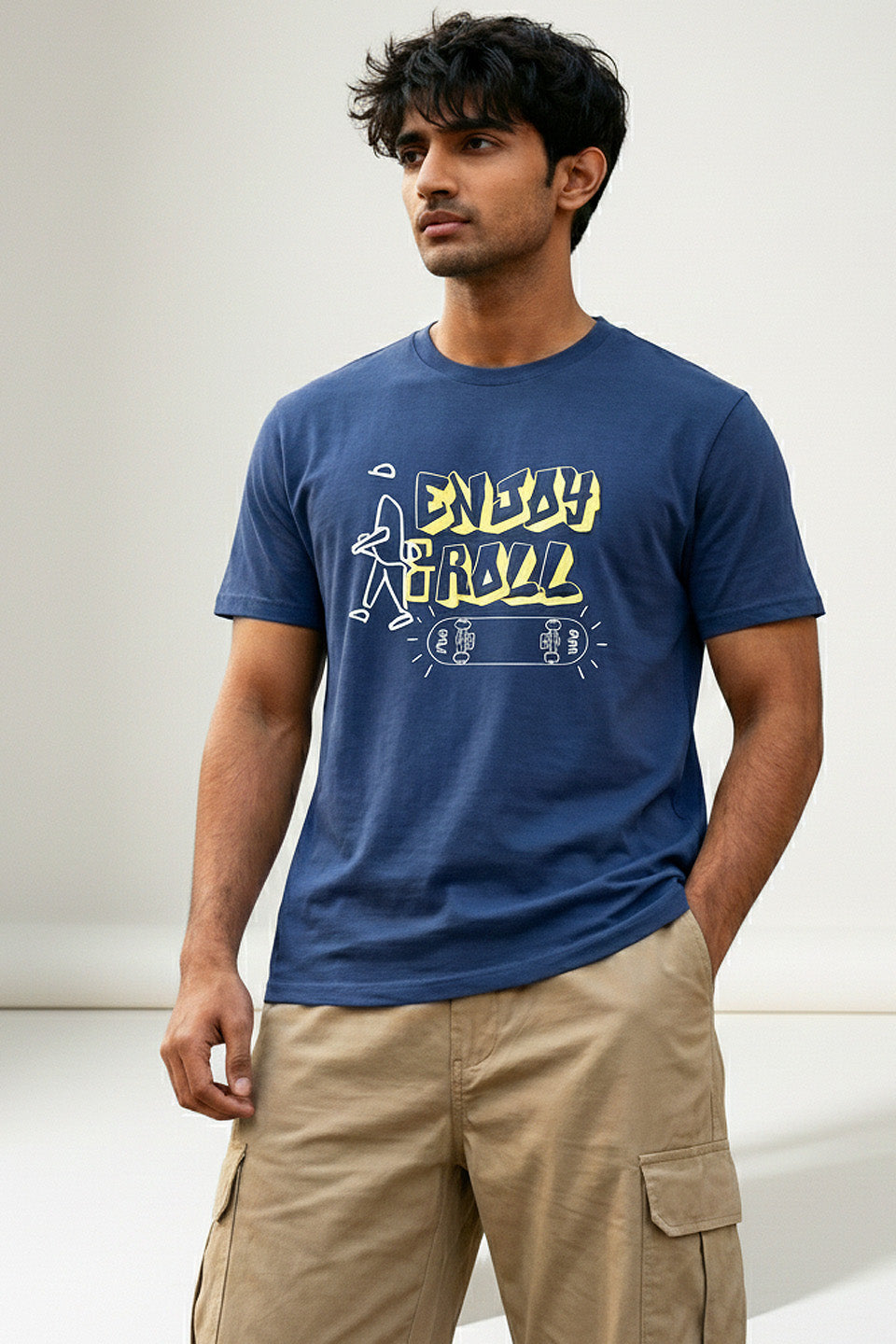 Roll N Enjoy | Lightweight | 100% Organic Cotton | Regular Fit T-Shirt