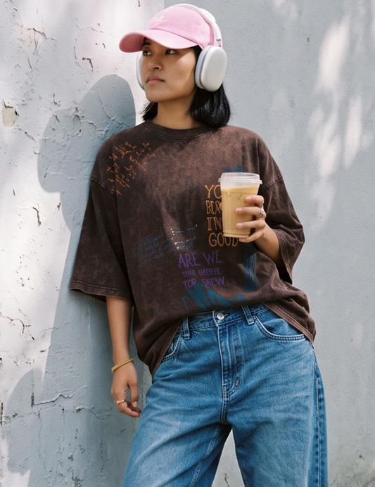 Bad Habit Acid Wash Boxy Fit Unisex T-Shirt