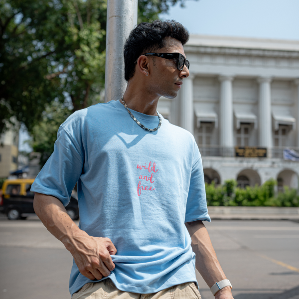 Wild and Free Oversized | 100% Cotton | Heavy Terry | Puff Print T-shirt