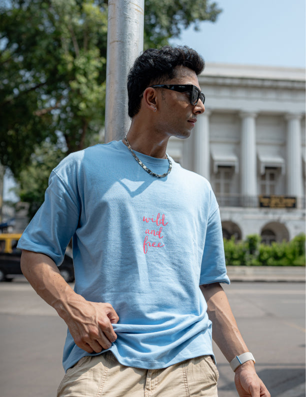 Wild and Free Oversized | 100% Cotton | 260 GSM | Puff Print T-shirt
