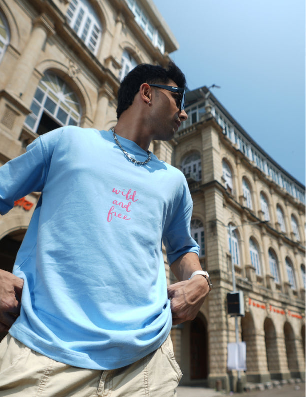 Wild and Free Oversized | 100% Cotton | 260 GSM | Puff Print T-shirt