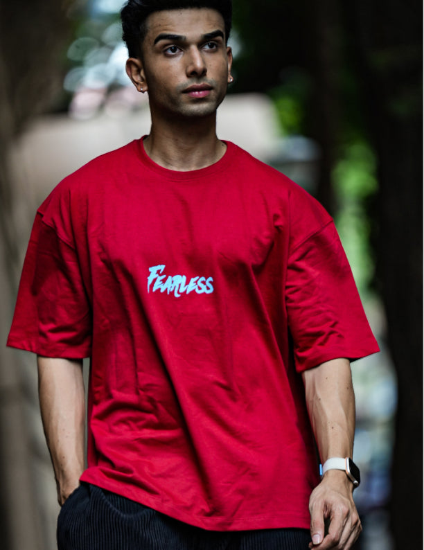 Fearless Oversized | 100% Cotton | 260 GSM | Puff Print T Shirt