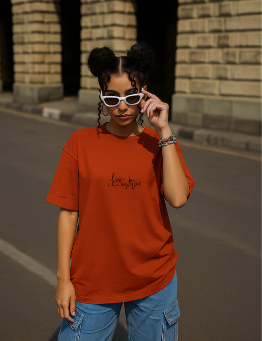 Live in the Moment Oversized | 100% Cotton | 260 GSM | Puff Print T-shirt