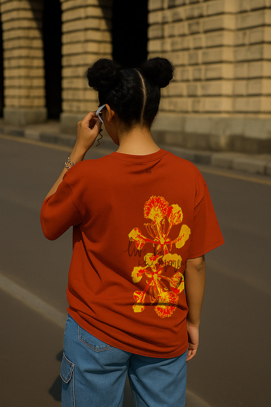 Live in the Moment Oversized | 100% Cotton | 260 GSM | Puff Print T-shirt