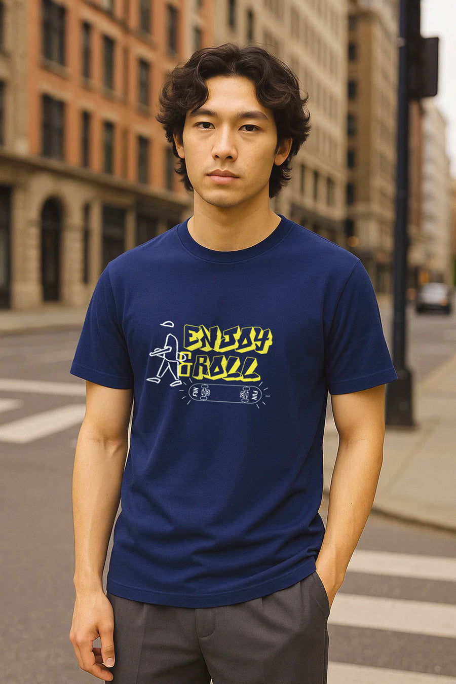Roll N Enjoy | Lightweight | 100% Organic Cotton | Regular Fit T-Shirt